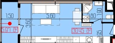 Студия, 39.27 м², 26 этаж в ЖК "Intourist Residence"