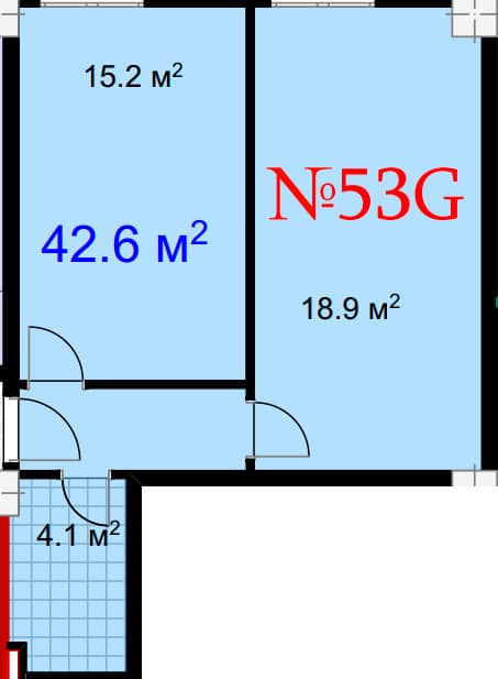 1-bedroom apartment, 42.6 m², 17 floor in "Mardi City Center"