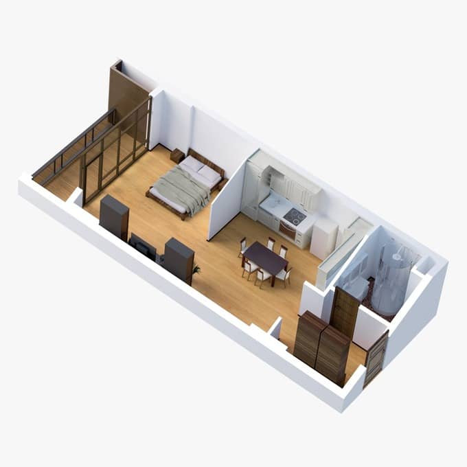 studio, 44.1 m², 3 floor in "Ande Tower 2"