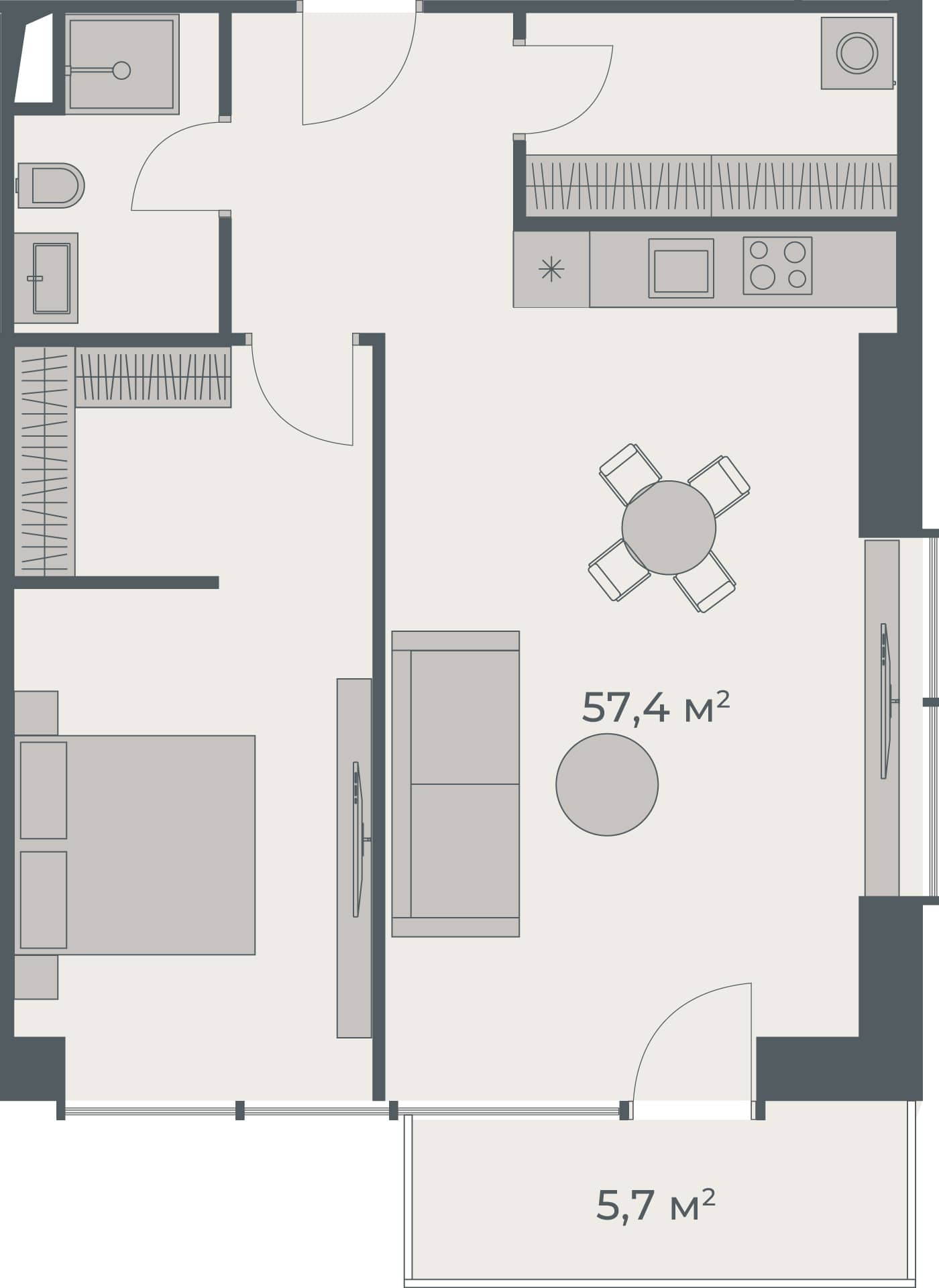 1-bedroom apartment, 63.1 m², 28 floor, One in Batumi