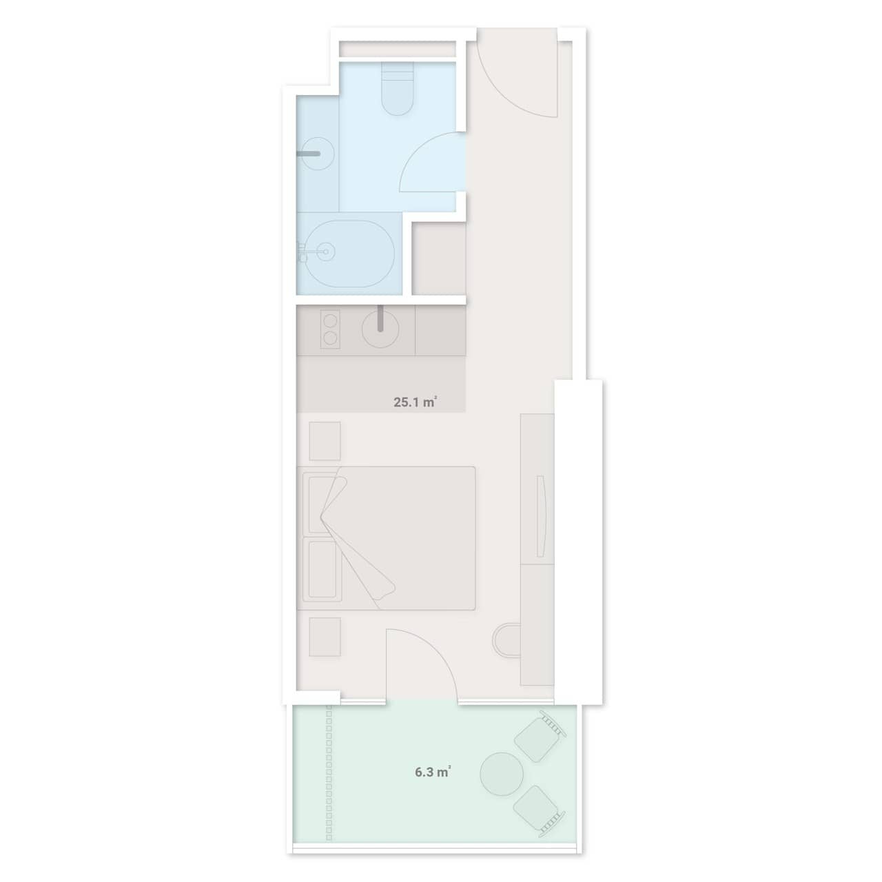 Студия, 31.4 м², 11 этаж в ЖК "SportCity"