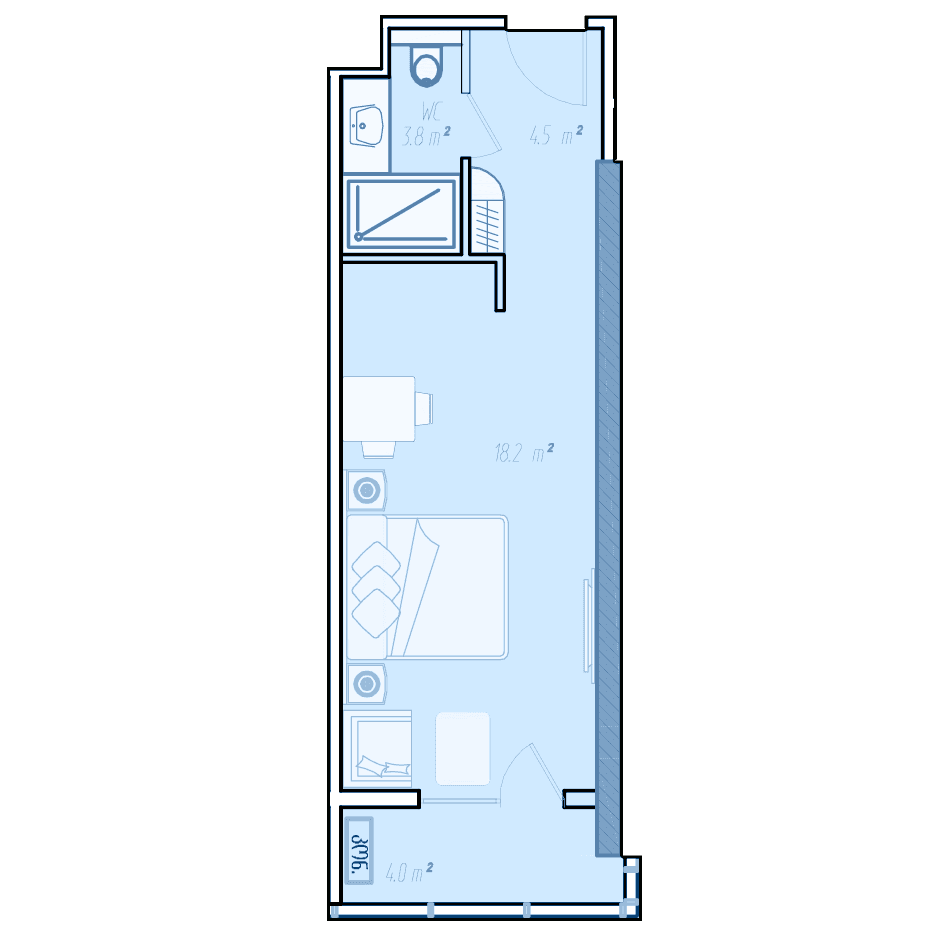 Студия, 34.2 м², 20 этаж в ЖК "BlueSky Tower"