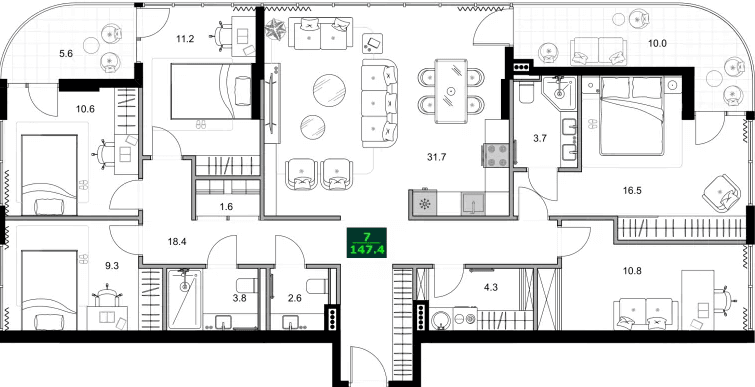 4-bedroom apartment, 147.4 m², 5 floor, SUMMER 365 in Batumi