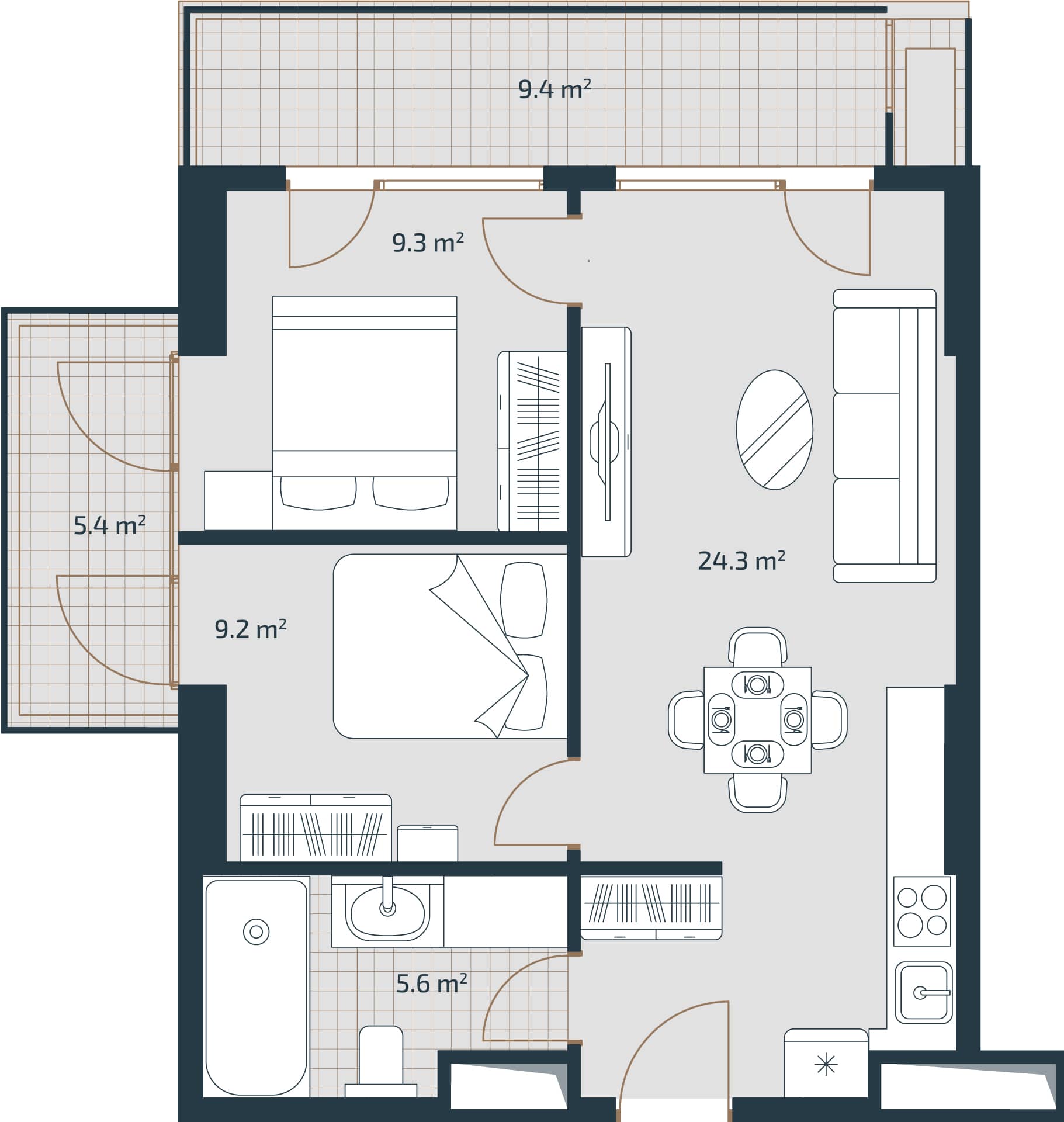 2-bedroom apartment, 63.2 m², 15 floor, Artex Parkline in Batumi
