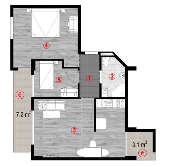 2-комнатная квартира, 72.1 м², 6 этаж в ЖК "Green Cape"