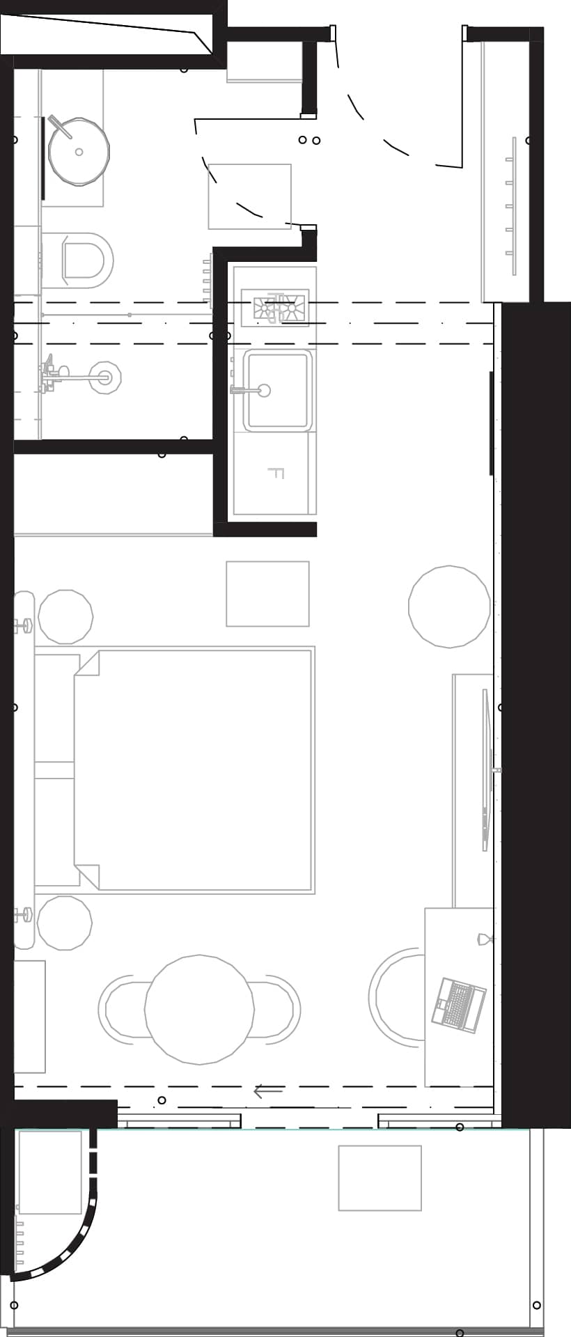 1-bedroom apartment, 34.4 m², 15 floor, Montemar in Batumi