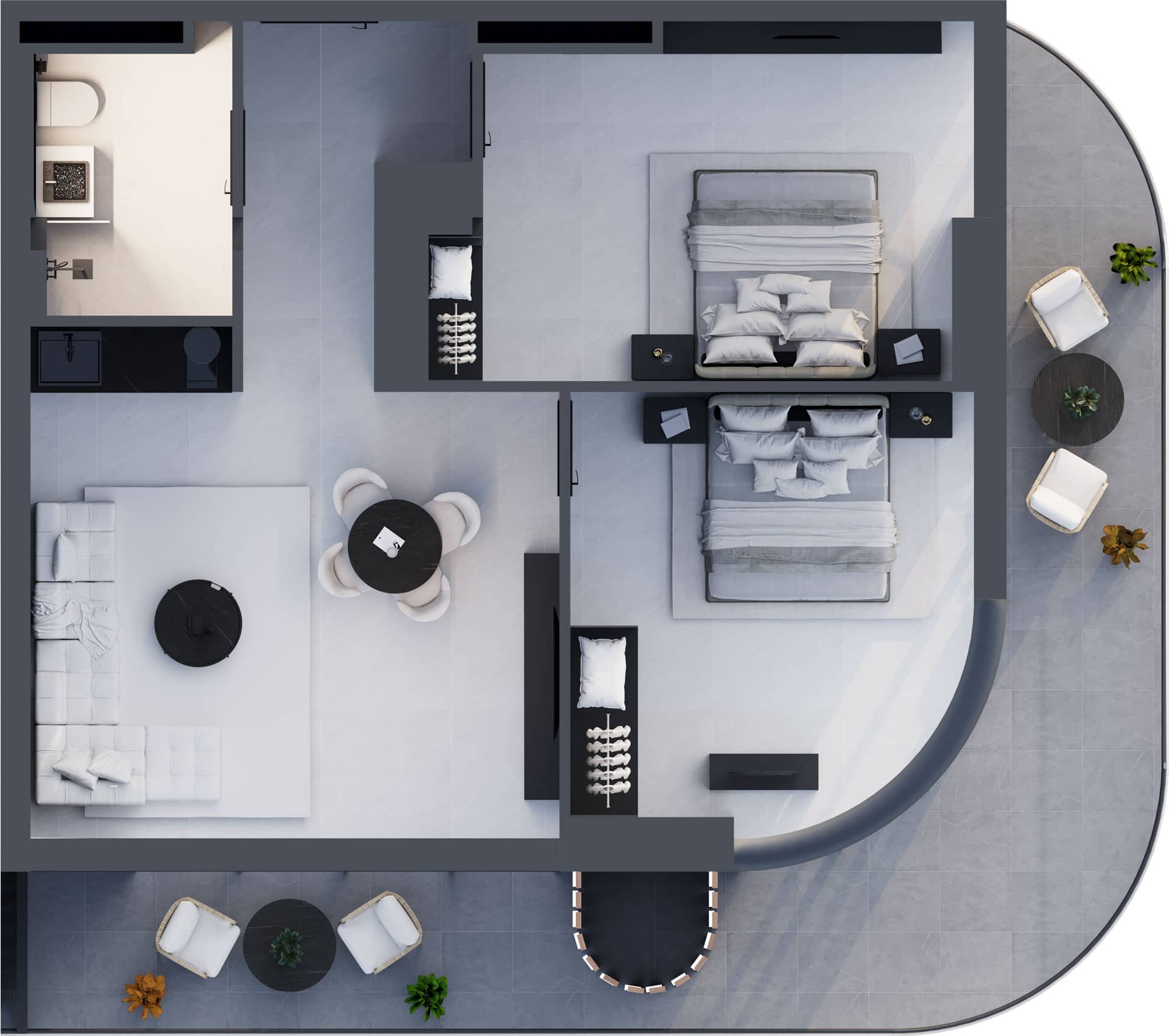 三居室公寓，93.1 m²，16 层，位于“Montemar”