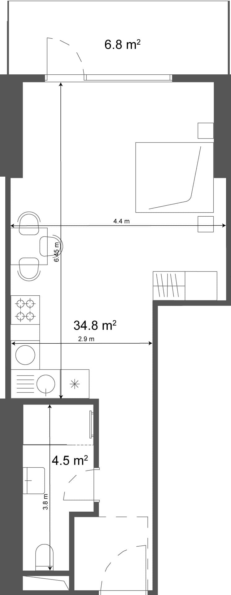 Студия, 41.6 м², этаж 22 в ЖК "Ramada Residences"