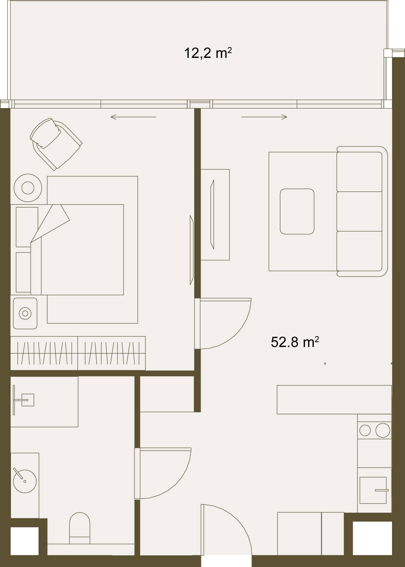 1-ოთახიანი ბინა, 64.9 მ², სართული 11 -ში "NEXT GARDENS"