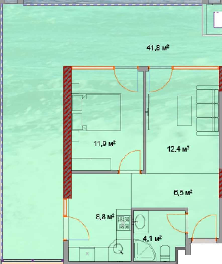 1-bedroom apartment, 87.5 m², 13 floor, Horizon Grand Residence in Batumi