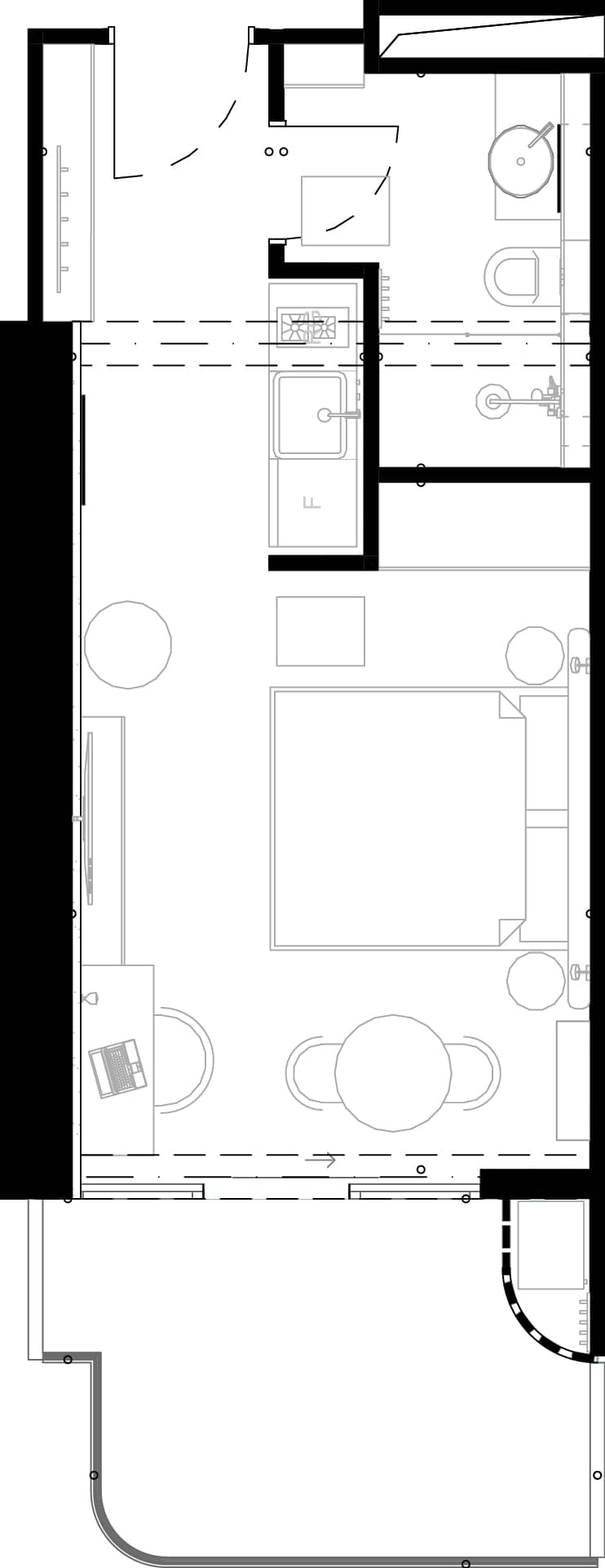 1-bedroom apartment, 37.6 m², 14 floor, Montemar in Batumi