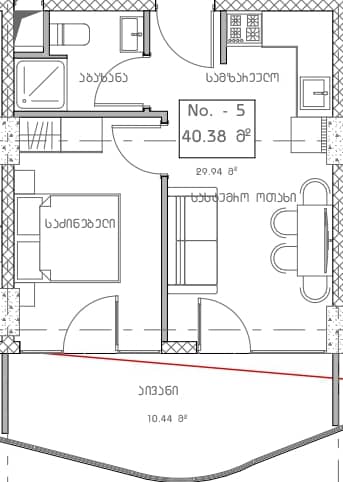 1-bedroom apartment, 33.66 m², 7 floor in "Mardi Hills"