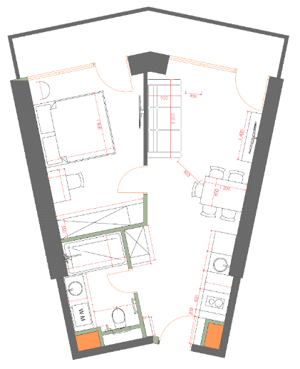 1-bedroom apartment, 49.63 m², 26 floor in "7th Heaven Residence"