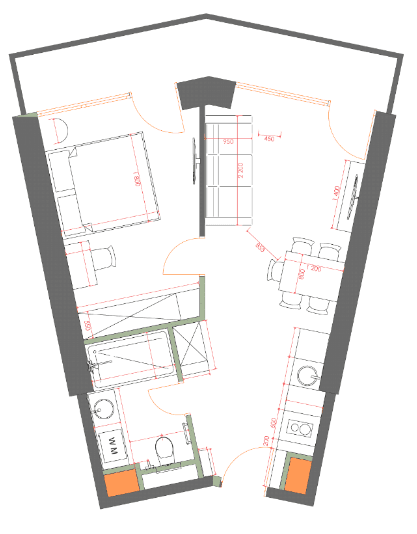 1-bedroom apartment, 40.74 m², 28 floor, 7th Heaven Residence in Batumi