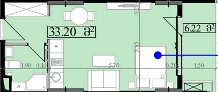 studio, 39.42 m², 8 floor, Park Tower in Batumi