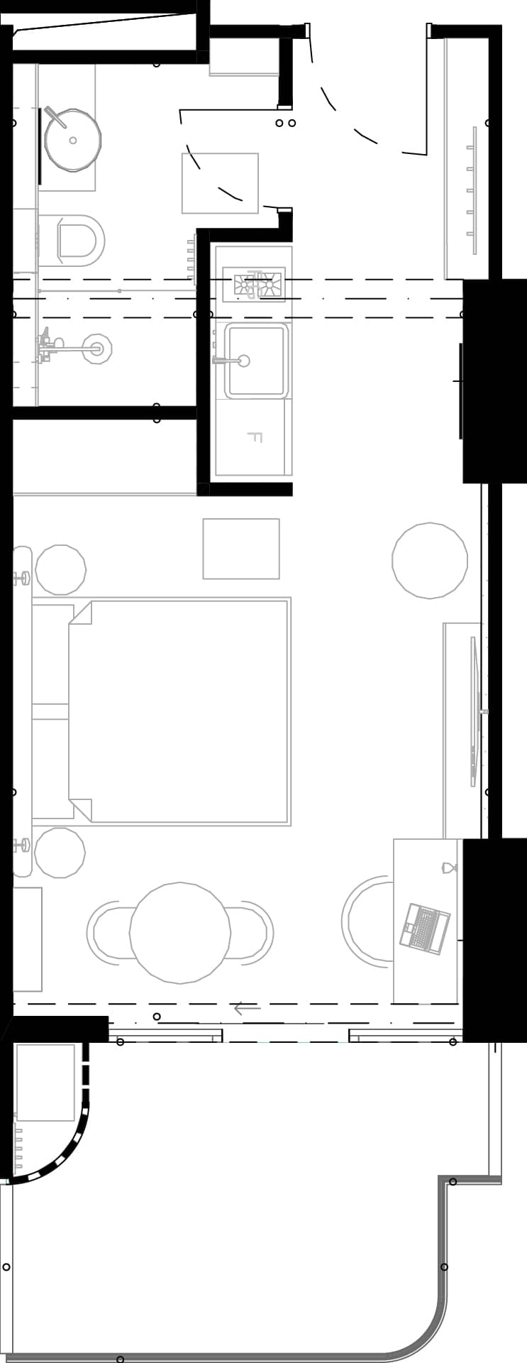 1-bedroom apartment, 38.2 m², 2 floor, Montemar in Batumi