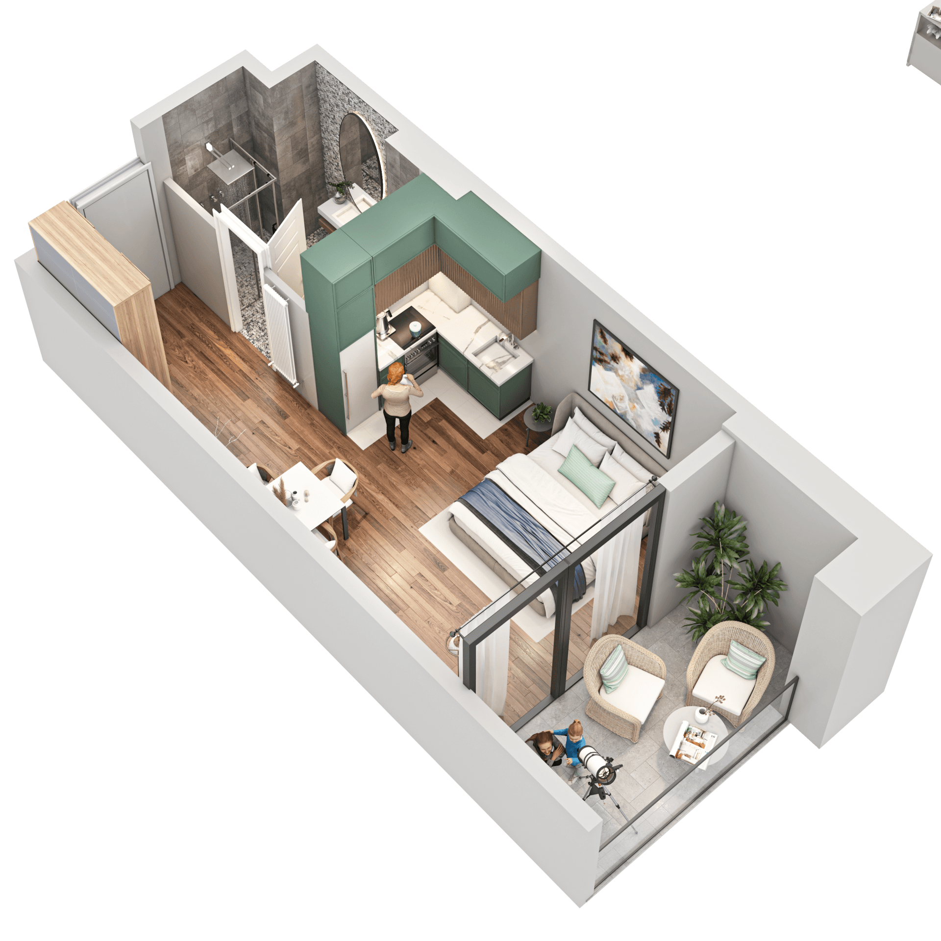 სტუდიო, 32.5 მ², 26 სართული "Tekto Franco"-ში