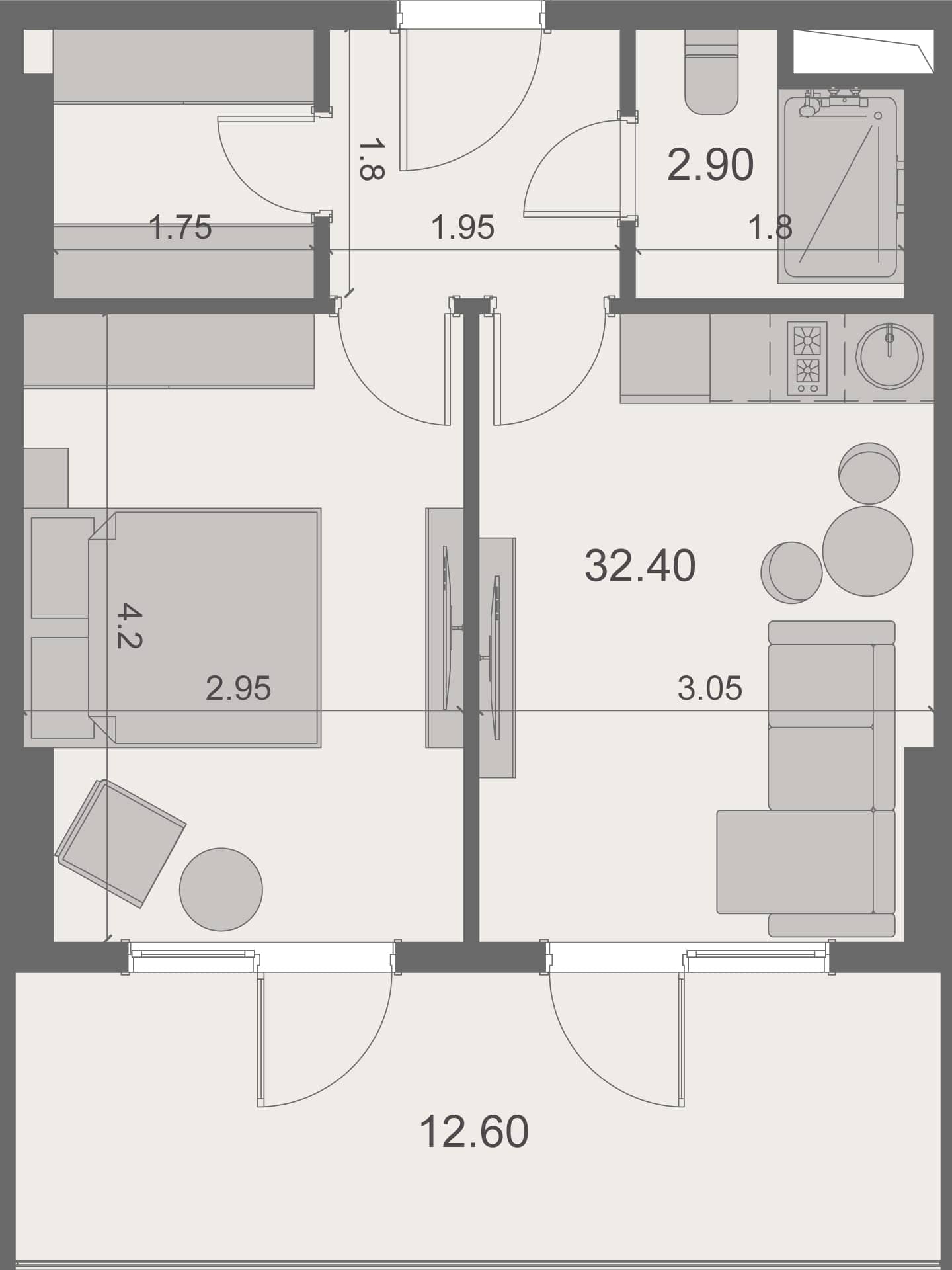 1-bedroom apartment, 47.9 m², 15 floor in "Stay & Rent"