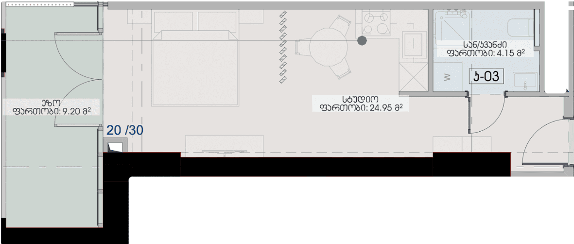 Студия, 38.3 м², 4 этаж в ЖК "Geuz Towers"