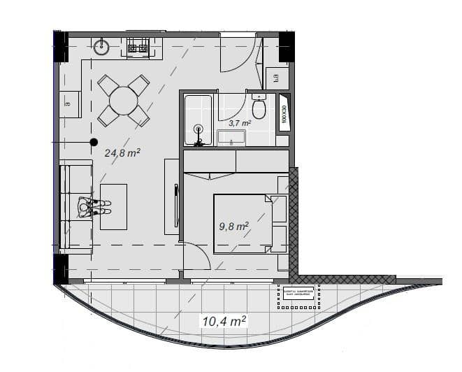 2-комнатная квартира, 48.7 м², этаж 7 в ЖК "Lux Panorama"