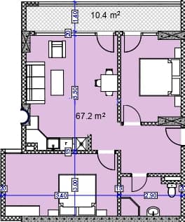 2-комнатная квартира, 77.6 м², 14 этаж в ЖК "Modern Ultra"