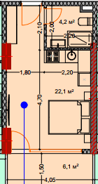 studio, 33.5 m², 4 floor in "Lagoon Resort"