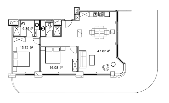 2-bedroom apartment, 162.38 m², 3 floor in "Next Collection"