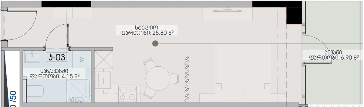 Студия, 36.85 м², 8 этаж в ЖК "Geuz Towers"