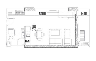 Студия, 37 м², 34 этаж в ЖК "Intourist Residence"