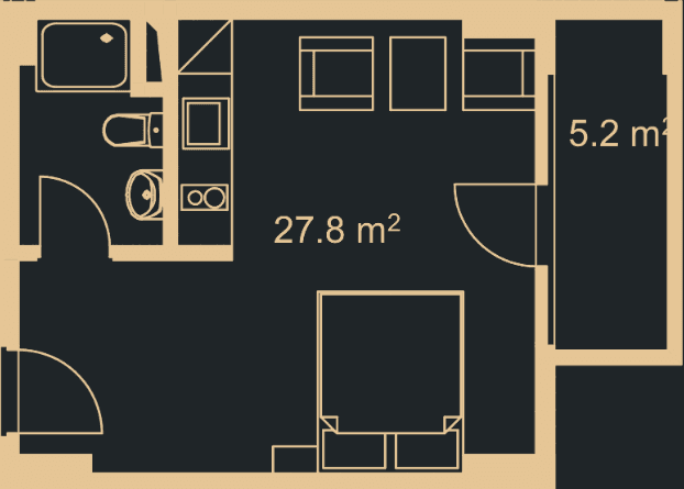 Студия, 34 м², 9 этаж в ЖК "Green Side Gonio"