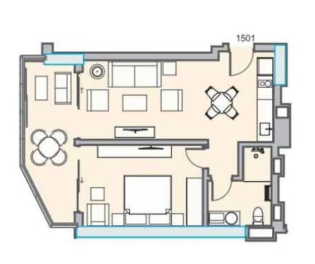 2-ოთახიანი ბინა, 60.11 მ², 18 სართული, Dreamland Oasis ბათუმში
