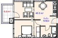 1-комнатная квартира, 52.3 м², 8 этаж в ЖК "Aquapark Residence"