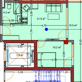 1-bedroom apartment, 47 m², 2 floor in "Lagoon Resort"