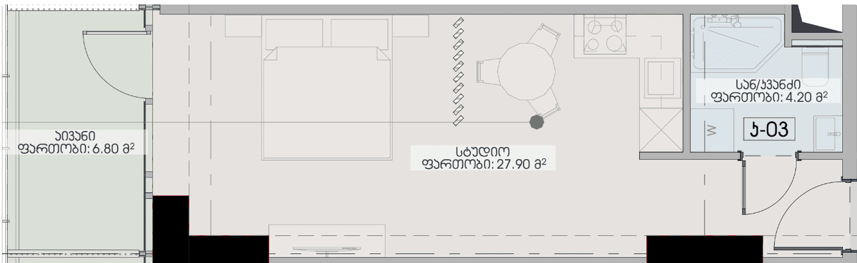 Студия, 38.9 м², 12 этаж в ЖК "Geuz Towers"