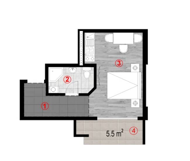 studio, 32 m², 6 floor in "Green Cape"