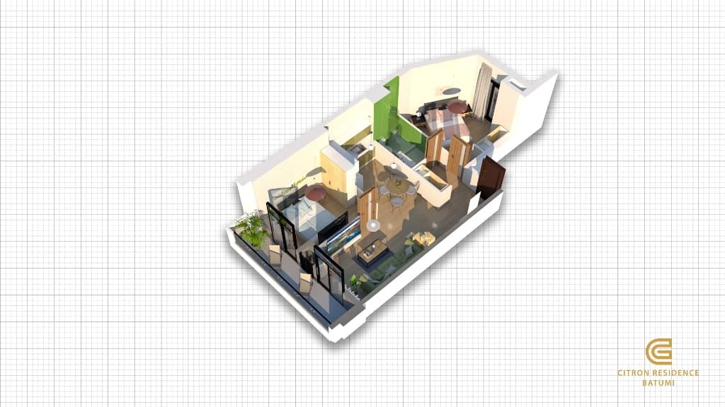 2-bedroom apartment, 75.7 m², 15 floor in "Dream Residence Chakvi"