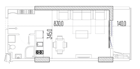 studio, 33.5 m², 34 floor in "Intourist Residence"