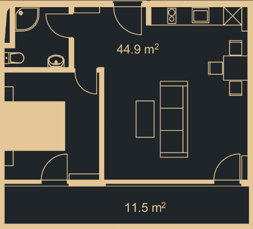 1-комнатная квартира, 56.1 м², 14 этаж в ЖК "Green Side Gonio"