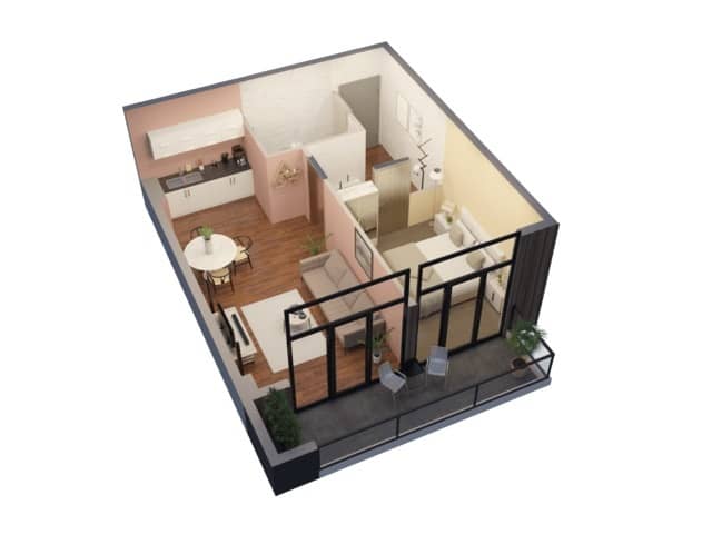 两居室公寓，54.7 m²，10 层，位于“Comfort House”