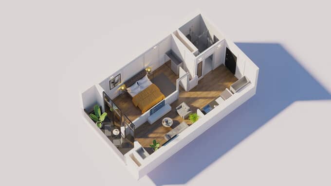 两居室公寓，39 m²，26 层，位于“GWG Batumi”