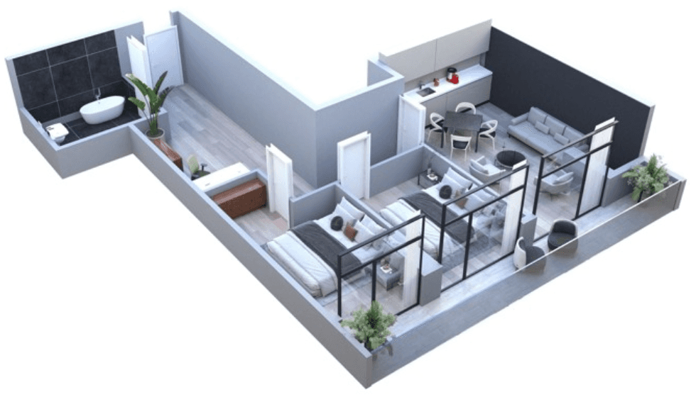 3-bedroom apartment, 96.6 m², 19 floor in "White Line"