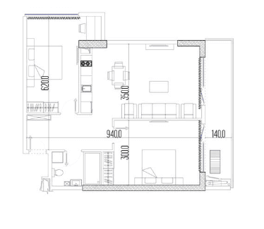 3-bedroom apartment, 73.8 m², 22 floor in "Intourist Residence"