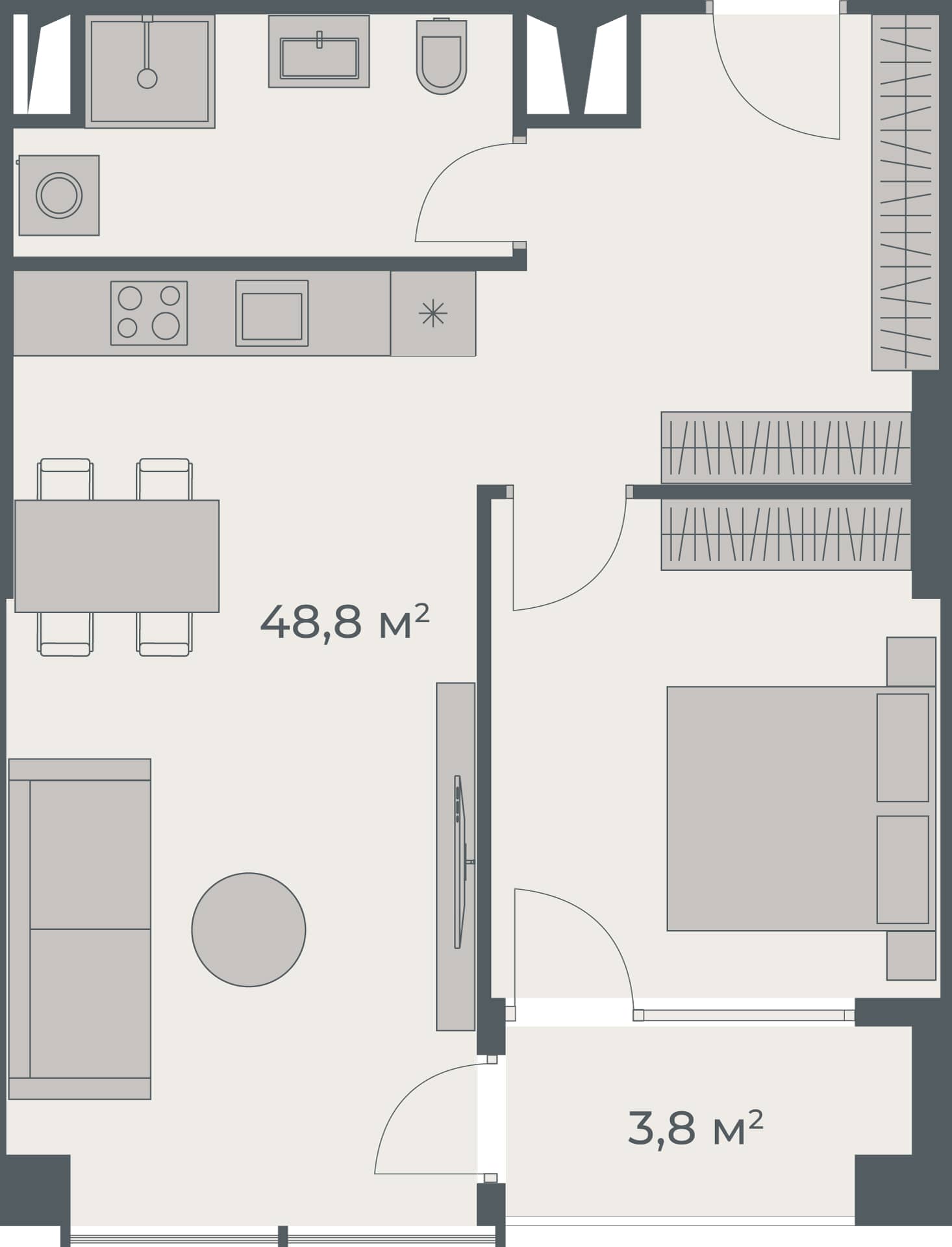 1-bedroom apartment, 52.6 m², 35 floor in "One"
