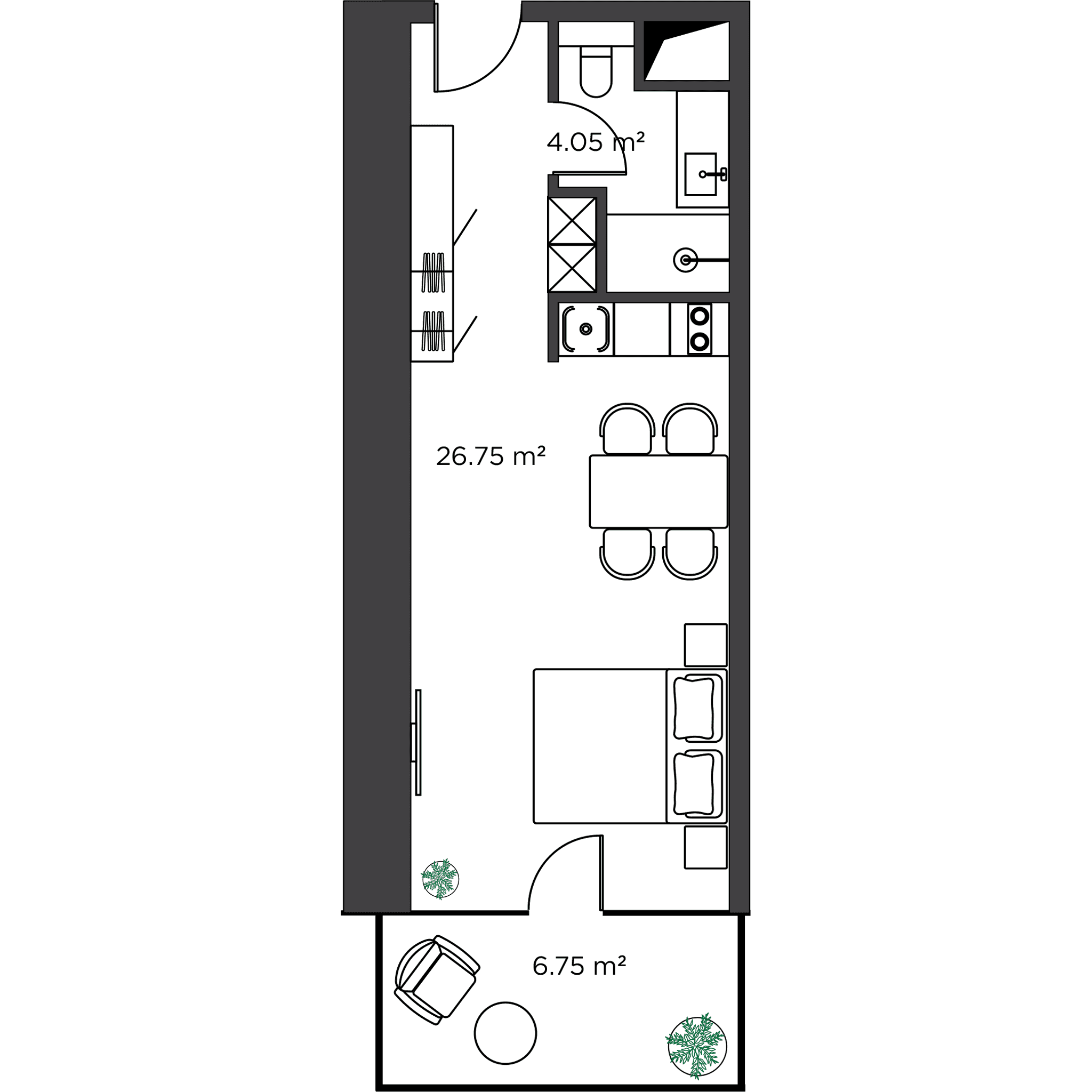 Studio, 38.35 m², 30 floor, Ambassadori Island in Batumi