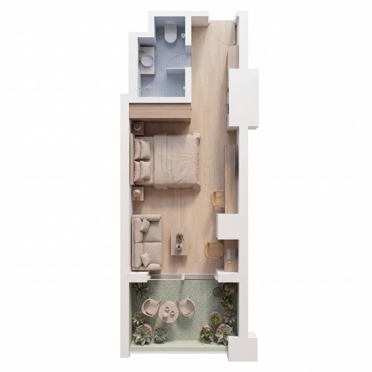 studio, 37.9 m², 4 floor in "Pontus Rotana Resort & Spa Gonio"