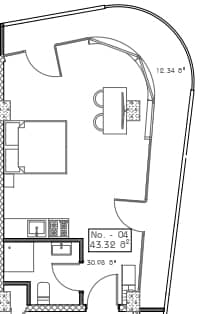 studio, 43.32 m², 6 floor in "Mardi Hills"