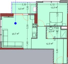 1-bedroom apartment, 56.3 m², 13 floor, OKTO Art House in Batumi