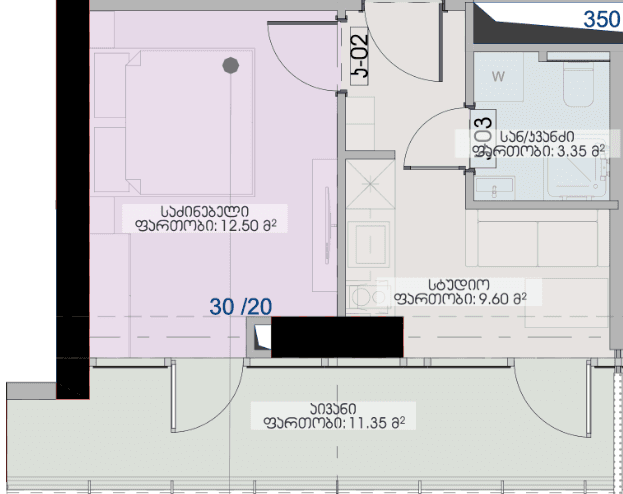 1-комнатная квартира, 36.8 м², 36 этаж в ЖК "Geuz Towers"