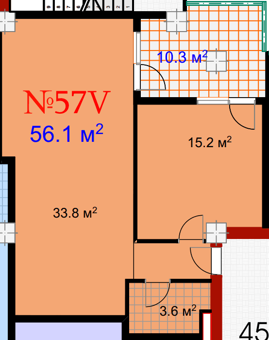 1-bedroom apartment, 66.4 m², 18 floor, Mardi City Center in Batumi