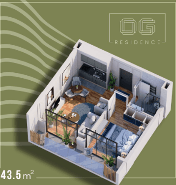 1-bedroom apartment, 43.5 m², 10 floor in "OG Residence"